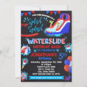 Invitation Bleu d'eau scintillant Anniversaire Rouge Blanc Bl (Devant)