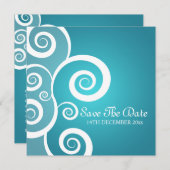 Invitation Bleu d'Élégant Mariage blanc (Devant / Derrière)