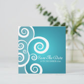 Invitation Bleu d'Élégant Mariage blanc (Debout devant)