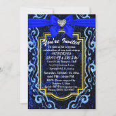 Invitation Bleu Dentelle Moderne Tendance Bohème Élégant Anni (Devant)