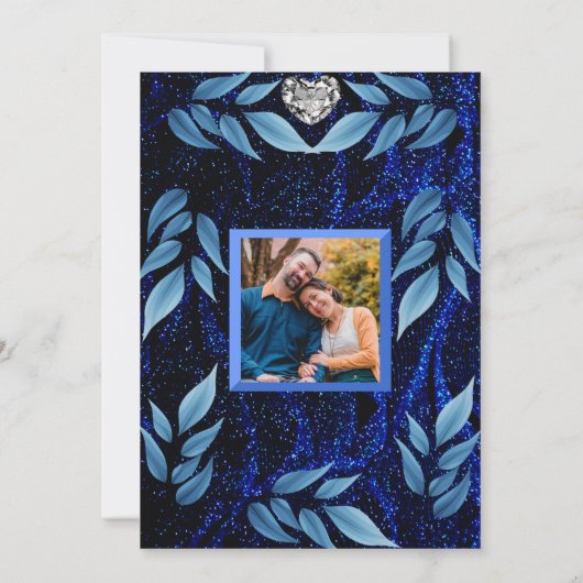 Invitation Bleu Dentelle Moderne Tendance Bohème Élégant Anni (Dos)