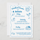 Invitation Bleu Dernier Toast Sur La Côte Bachelorette Week-e (Dos)