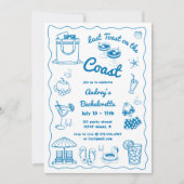 Invitation Bleu Dernier Toast Sur La Côte Bachelorette Week-e (Devant)