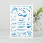 Invitation Bleu Dernier Toast Sur La Côte Bachelorette Week-e (Debout devant)