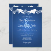 Invitation Bleu des Coeurs de Grunge Mariage (Devant / Derrière)