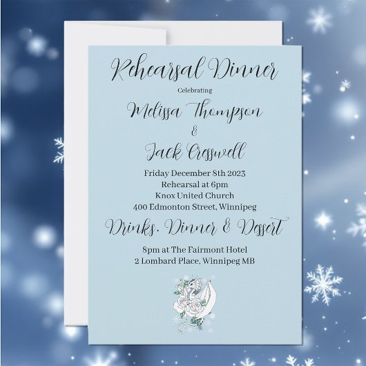 Invitation Bleu des flocons de neige du dragon blanc d'hiver