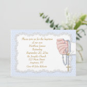 Invitation Bleu des perles du Rosaire de la main (Debout devant)