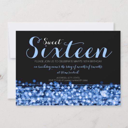 Invitation Bleu des Sweets sixteens (Devant)