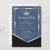 Invitation Bleu, Diamants Gold Graduation Cap Graduation (Devant)