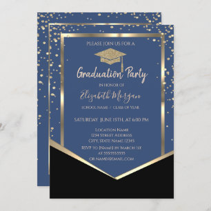 Invitation Bleu, Diamants Gold Graduation Cap Graduation