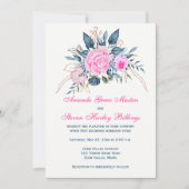 Invitation Bleu d'Indigo avec ses roses roses roses Faire-par (Devant)