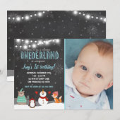 Invitation Bleu d'invitation de fête d'anniversaire (Devant / Derrière)