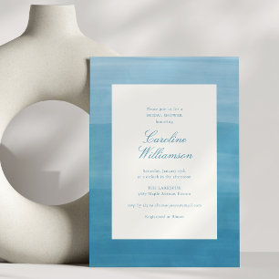 Invitation Bleu Dip Dye Mariage Champêtre Élégant Script