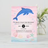 Invitation Bleu Dolphin Océan Anniversaire (Debout devant)