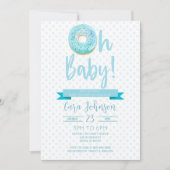 Invitation Bleu Donut arroser Polka Dot Oh Baby Baby shower (Devant)