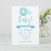 Invitation Bleu Donut arroser Polka Dot Oh Baby Baby shower (Debout devant)