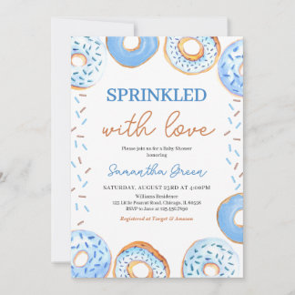 Invitation Bleu Donuts Baby shower d'arrosage pour bébés