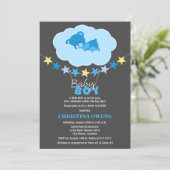 Invitation Bleu dormant Garçon Teddy Bear dans le Baby shower (Debout devant)