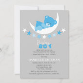 Invitation Bleu dormant Garçon Teddy Bear sur le Baby shower  (Devant)