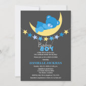 Invitation Bleu dormant Garçon Teddy Bear sur le Baby shower  (Devant)