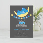 Invitation Bleu dormant Garçon Teddy Bear sur le Baby shower (Debout devant)