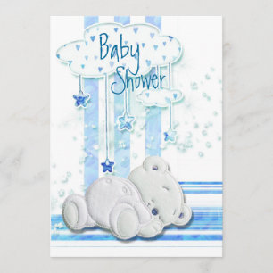 Invitation Bleu d'ours de nounours de baby shower de garçon