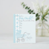Invitation Bleu doux Buggy bébé (Debout devant)
