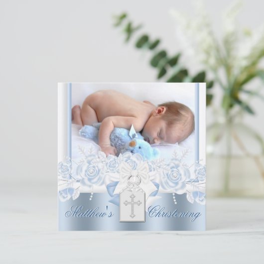 Invitation Bleu doux et Bleu bébé (Debout devant)