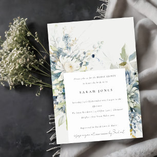 Invitation Bleu doux Fête des mariées florale Succulente