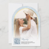 Invitation Bleu doux Fête des mariées papillon à arc floral (Dos)