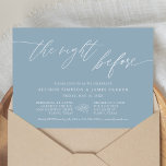 Invitation Bleu Doux La Nuit Avant Le Dîner De Répétition<br><div class="desc">Dîner de répétition minimaliste bleu Dusty Invitation Ajoutez du texte personnalisé au verso pour fournir toute information supplémentaire nécessaire à vos invités.</div>