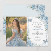 Bleu doux Silver Sweet 16 Papillon photo d'anniver