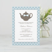 Invitation Bleu doux| Teapot Baby shower thé Brown (Debout devant)