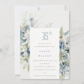Invitation Bleu doux Vert Succulent Floral Anniversaire (Devant)