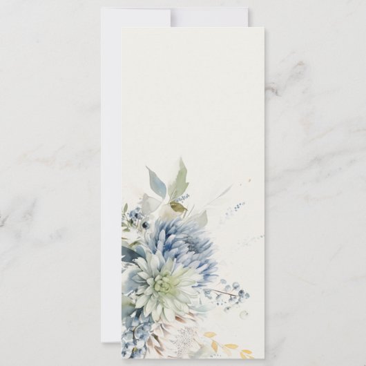 Invitation Bleu doux Vert Succulent Mariage botanique fleuri (Dos)