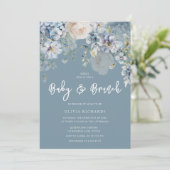 Invitation Bleu Duché Baby shower Floral moderne Brunch (Debout devant)