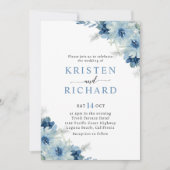 Invitation Bleu Duché et Mariage vert Sage (Devant)