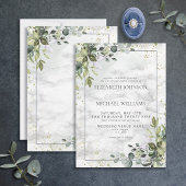 Invitation Bleu Duché Formel Eucalyptus Marbre vert