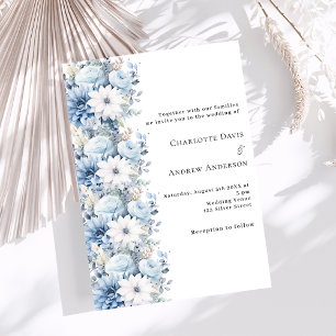 Invitation Bleu Duisier bleu floral mariage de luxe