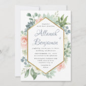 Invitation Bleu Duisier Bleu Succulent Jardin Floral Mariage (Devant)