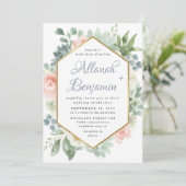 Invitation Bleu Duisier Bleu Succulent Jardin Floral Mariage (Debout devant)
