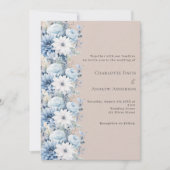 Invitation Bleu Duisy beige floral mariage de luxe (Devant)