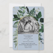 Invitation Bleu Duisy Moderne Botanique Vert mariage photo (Devant)