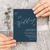 Invitation Bleu Dusté Script Moderne Tout en un Mariage simpl