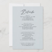 Invitation Bleu Dusté Script Moderne Tout en un Mariage simpl (Dos)