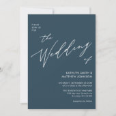 Invitation Bleu Dusté Script Moderne Tout en un Mariage simpl (Devant)