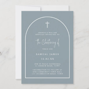 Invitation Bleu Dusty Arc Moderne Script Brisation minimale