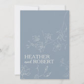 Invitation Bleu Dusty Botanique Floral Boho Simple Mariage (Devant)