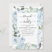 Invitation Bleu Dusty Brunch & Fête des mariées Bubbly (Devant)