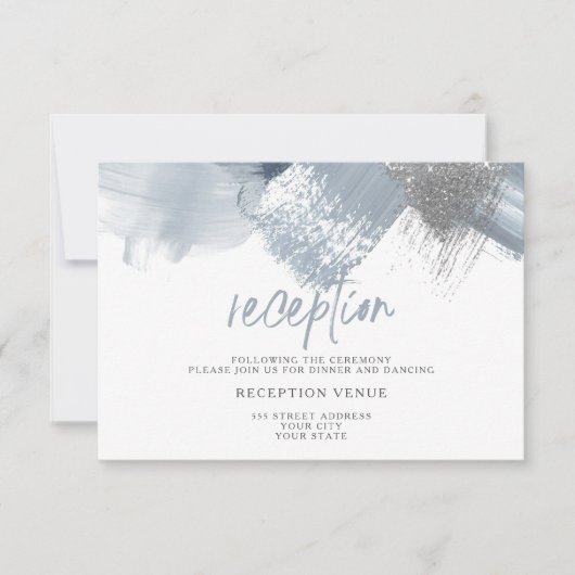 Invitation Bleu Dusty Chic Brushstrokies (Devant)